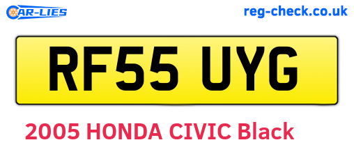 RF55UYG are the vehicle registration plates.