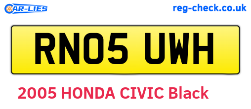 RN05UWH are the vehicle registration plates.