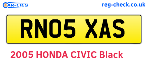 RN05XAS are the vehicle registration plates.
