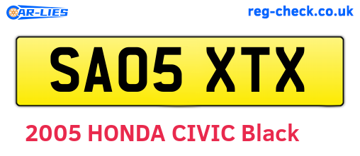 SA05XTX are the vehicle registration plates.