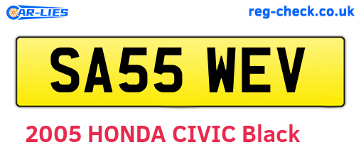SA55WEV are the vehicle registration plates.