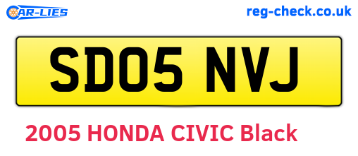SD05NVJ are the vehicle registration plates.