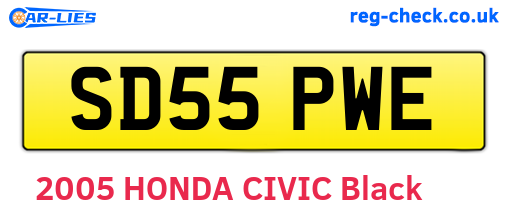 SD55PWE are the vehicle registration plates.