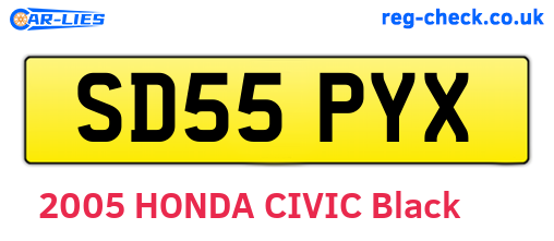 SD55PYX are the vehicle registration plates.