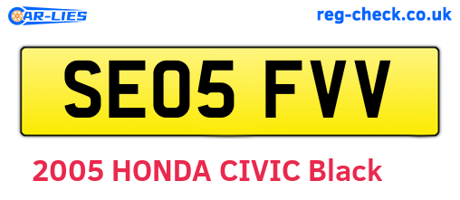 SE05FVV are the vehicle registration plates.