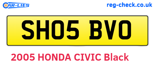 SH05BVO are the vehicle registration plates.