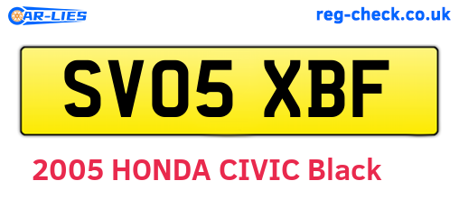 SV05XBF are the vehicle registration plates.