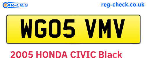 WG05VMV are the vehicle registration plates.