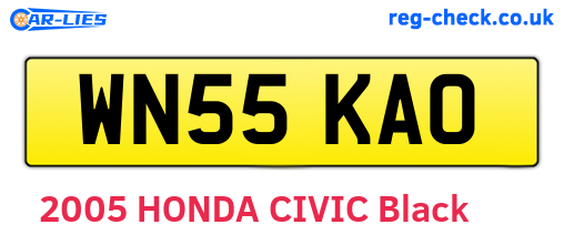 WN55KAO are the vehicle registration plates.