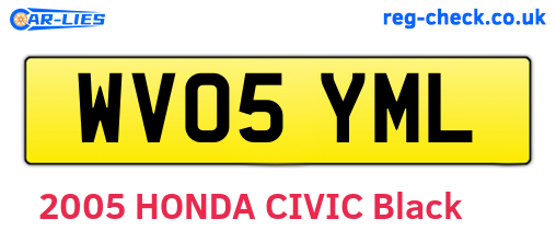 WV05YML are the vehicle registration plates.