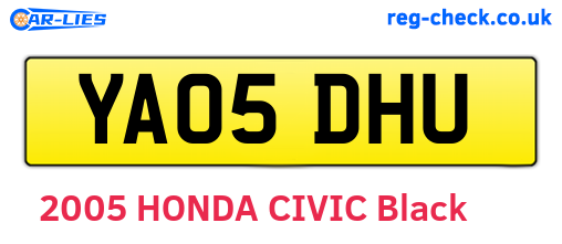YA05DHU are the vehicle registration plates.