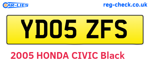 YD05ZFS are the vehicle registration plates.
