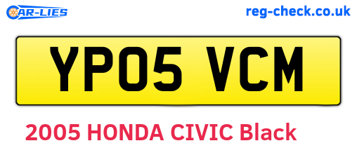 YP05VCM are the vehicle registration plates.
