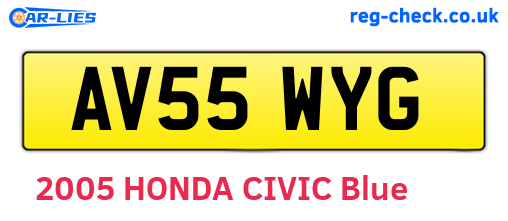 AV55WYG are the vehicle registration plates.