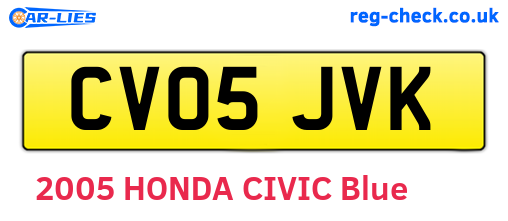 CV05JVK are the vehicle registration plates.