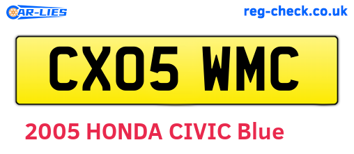 CX05WMC are the vehicle registration plates.