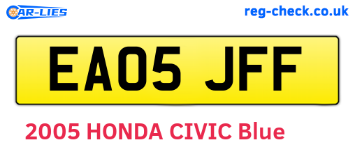 EA05JFF are the vehicle registration plates.