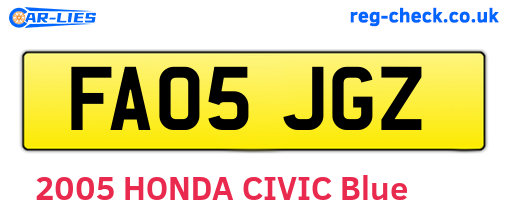FA05JGZ are the vehicle registration plates.