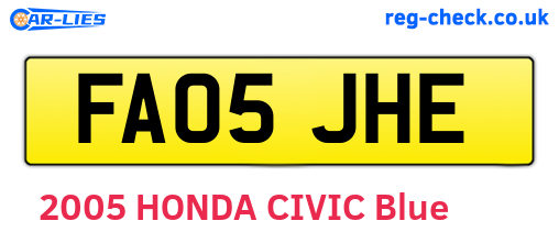 FA05JHE are the vehicle registration plates.