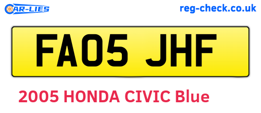 FA05JHF are the vehicle registration plates.