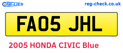 FA05JHL are the vehicle registration plates.