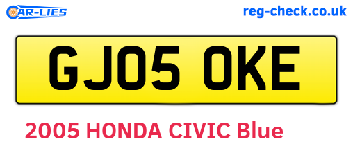 GJ05OKE are the vehicle registration plates.