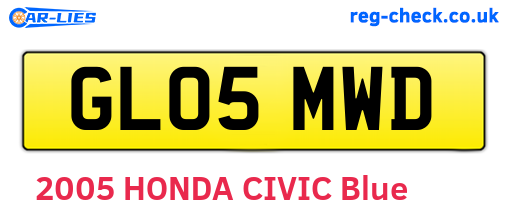 GL05MWD are the vehicle registration plates.