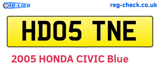 HD05TNE are the vehicle registration plates.