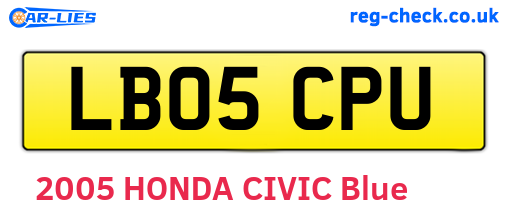 LB05CPU are the vehicle registration plates.