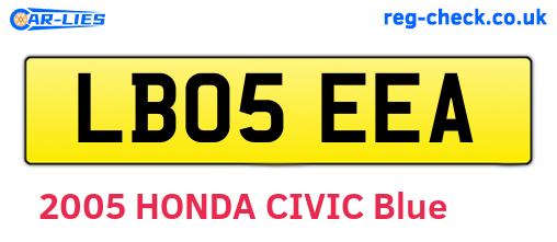 LB05EEA are the vehicle registration plates.