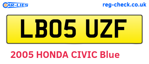 LB05UZF are the vehicle registration plates.