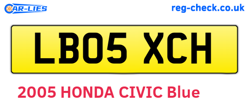 LB05XCH are the vehicle registration plates.