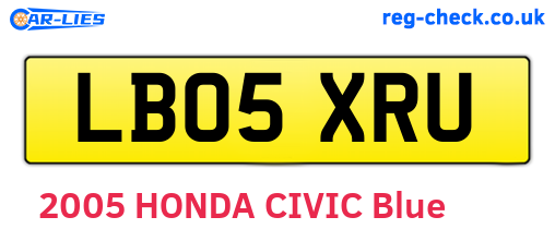 LB05XRU are the vehicle registration plates.