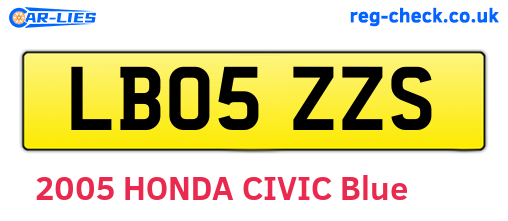 LB05ZZS are the vehicle registration plates.