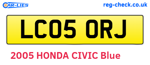 LC05ORJ are the vehicle registration plates.