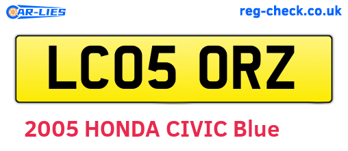 LC05ORZ are the vehicle registration plates.