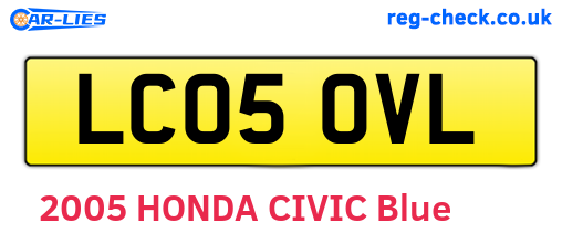 LC05OVL are the vehicle registration plates.