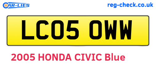 LC05OWW are the vehicle registration plates.
