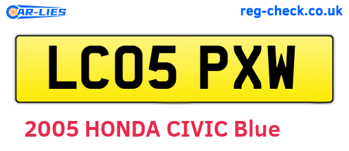 LC05PXW are the vehicle registration plates.