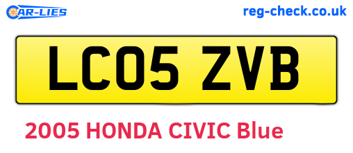 LC05ZVB are the vehicle registration plates.