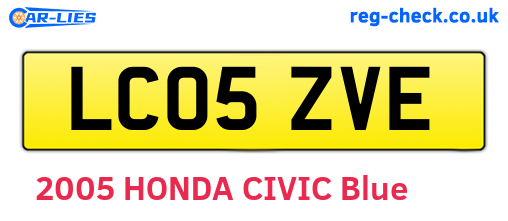 LC05ZVE are the vehicle registration plates.