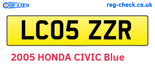 LC05ZZR are the vehicle registration plates.