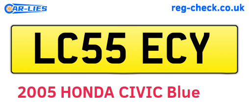 LC55ECY are the vehicle registration plates.