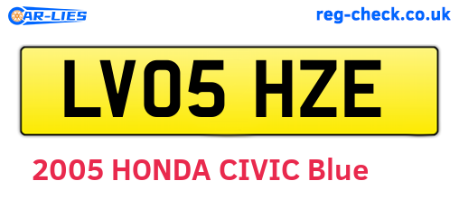 LV05HZE are the vehicle registration plates.