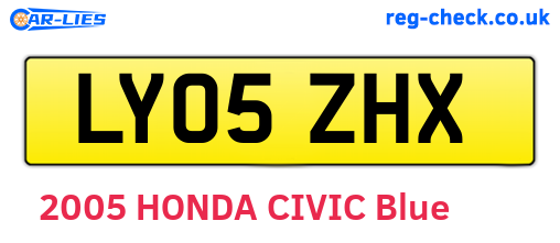 LY05ZHX are the vehicle registration plates.