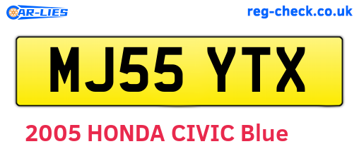 MJ55YTX are the vehicle registration plates.