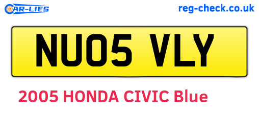 NU05VLY are the vehicle registration plates.