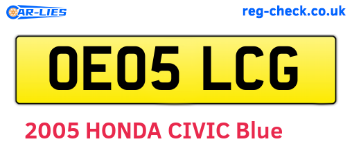 OE05LCG are the vehicle registration plates.
