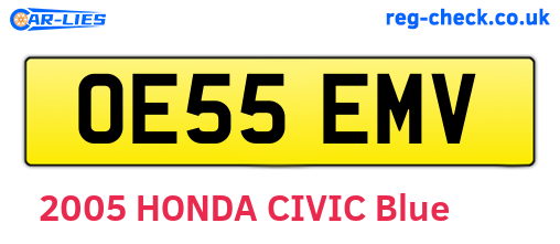 OE55EMV are the vehicle registration plates.