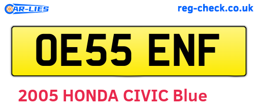 OE55ENF are the vehicle registration plates.